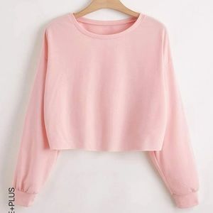 SHEIN solid drop shoulder crop sweatshirt